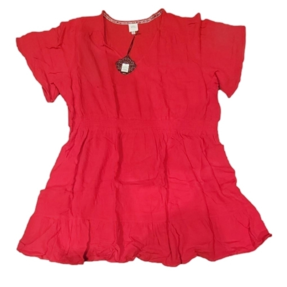 Plus Size 4X Knox Rose Women's Flutter Short Sleeve Gauze A-Line Dress - Picture 3 of 7